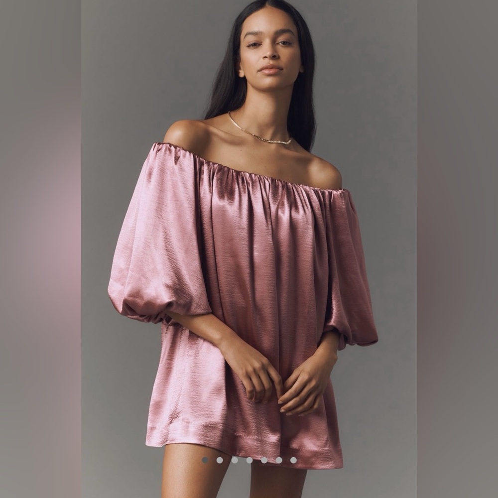 Mare mare off the shoulder puff sleeve shine mini dress